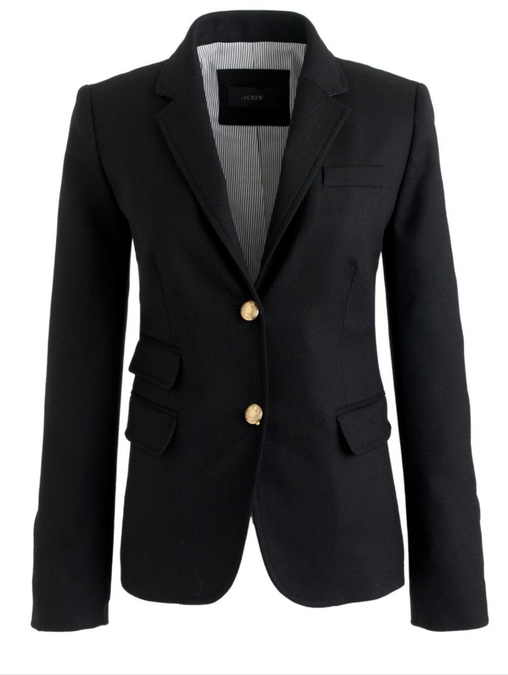 J. Crew Wool Schoolboy Blazer Black Gold Buttons Size 6